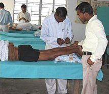 Students treat patients at the acupuncture clinic.