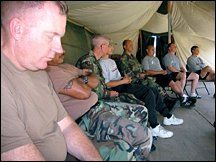 Volunteers enjoy some quiet time.