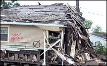 Flood damaged home.